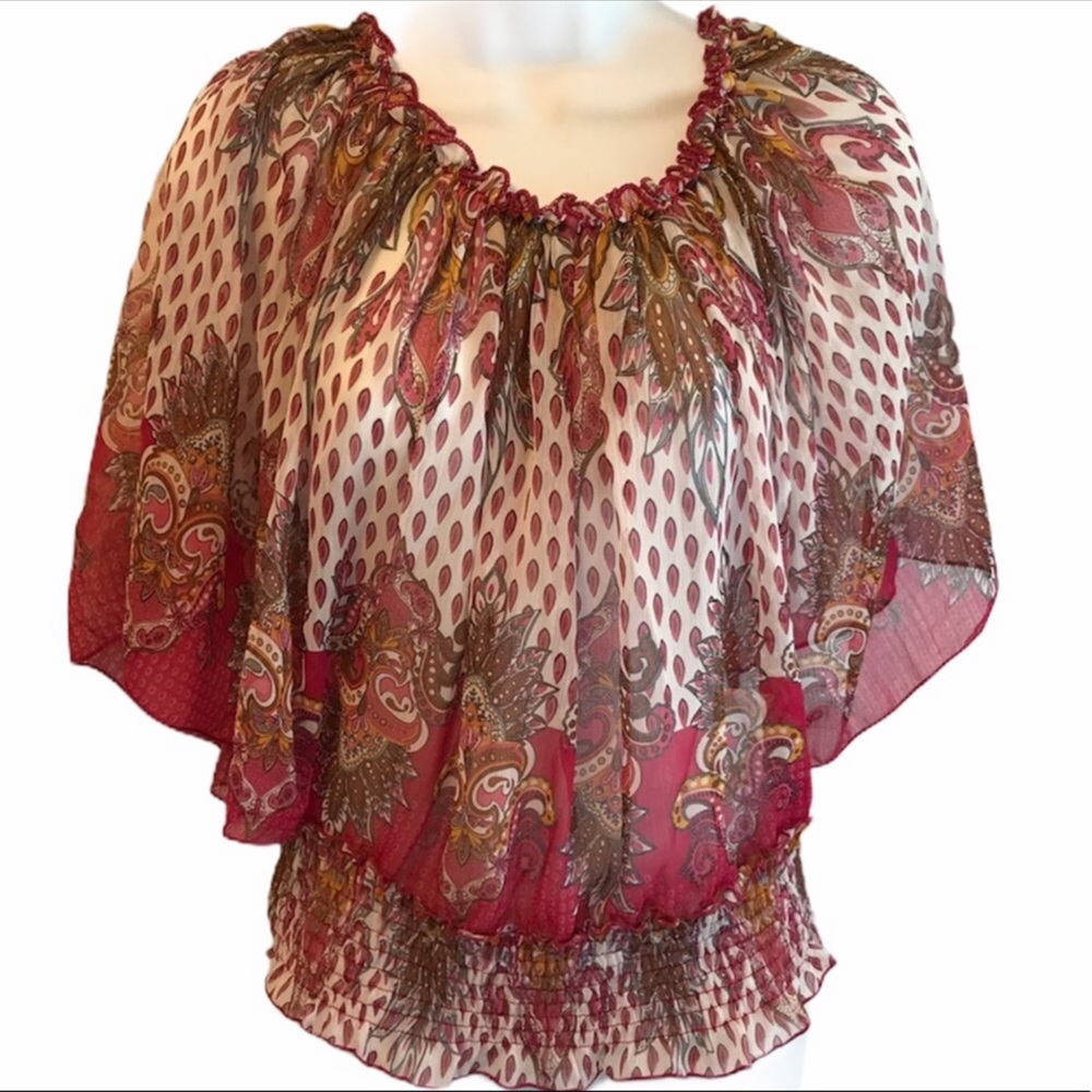 Ultra Pink Sheer On/Off Shoulder Top NWT